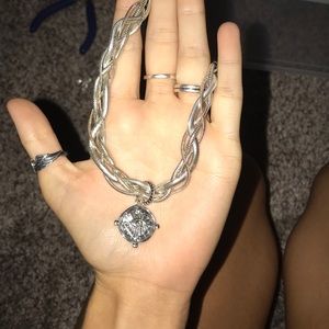 Luv AJ Silver Evil Eye Braided Chain Choker